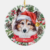 Sheltie Dog Custom Weihnachtsmannmütze Weihnachtss Keramik Ornament (Hinten)