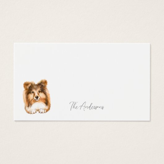 Sheltie Dog Geschenk Tag Minimalistisch, bestellba (Vorderseite)