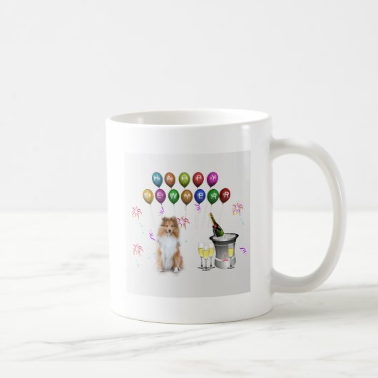 Sheltie Dog Happy New Year Kaffeetasse (Rechts)