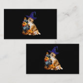 Sheltie Dog Hexe und Pumpkins Halloween Thanksgiv Visitenkarte (Vorne/Hinten)