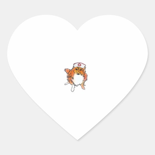 Sheltie Dog in Nurse Hat � animalsinhats Classic T Herz-Aufkleber (Vorderseite)
