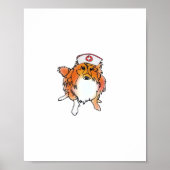 Sheltie Dog in Nurse Hat - animalsinhats Classic T Poster (Vorne)