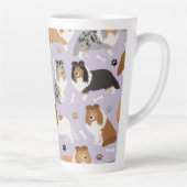 Sheltie Dog Knochen und Paws Latte Tasse (Rechts)