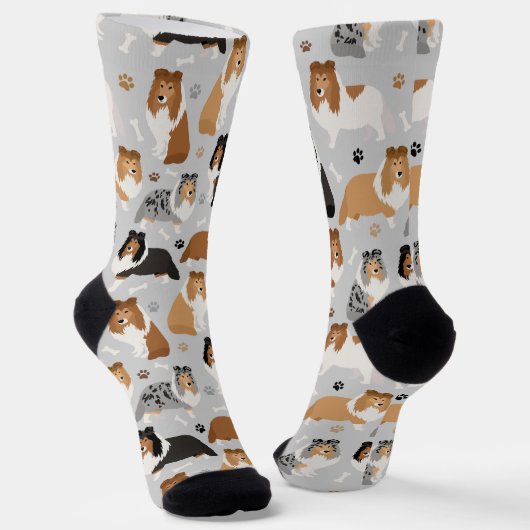 Sheltie Dog Knochen und Paws Socken (Gewinkelt)