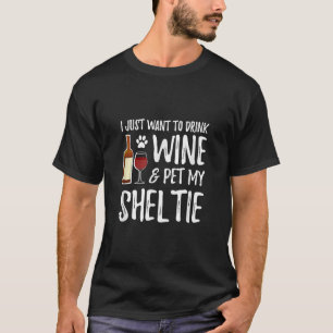 Sheltie Dog Lover Wine Funny Dog Mama Geschenk T-Shirt