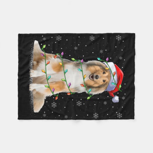 Sheltie Dog Lover Xmas Lighting Santa Sheltie Chri Fleecedecke (Vorderseite (Horizontal))