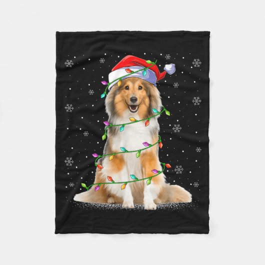 Sheltie Dog Lover Xmas Lighting Santa Sheltie Chri Fleecedecke (Vorderseite)