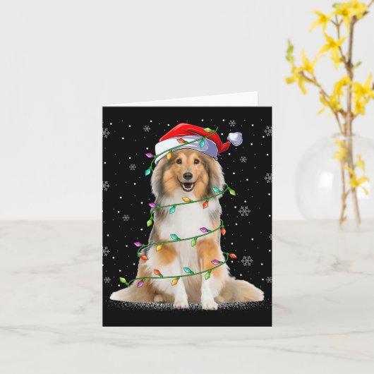 Sheltie Dog Lover Xmas Lighting Santa Sheltie Chri Karte (Gelbe Blume)