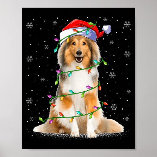Sheltie Dog Lover Xmas Lighting Santa Sheltie Chri Poster (Vorne)