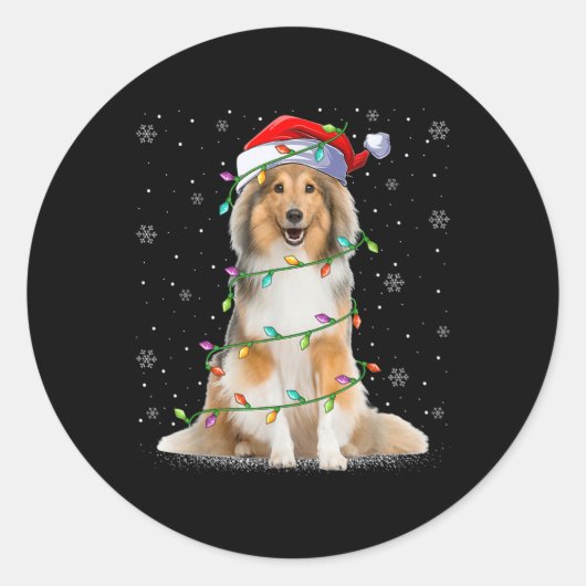 Sheltie Dog Lover Xmas Lighting Santa Sheltie Chri Runder Aufkleber (Vorderseite)