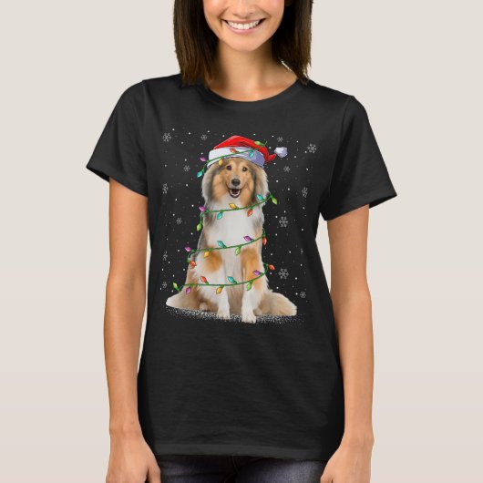 Sheltie Dog Lover Xmas Lighting Santa Sheltie Chri T-Shirt (Vorderseite)