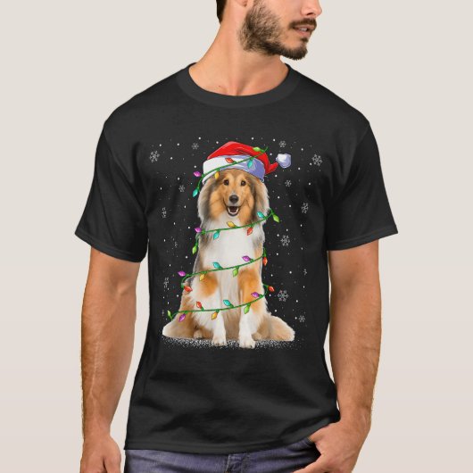 Sheltie Dog Lover Xmas Lighting Santa Sheltie Chri T-Shirt (Vorderseite)