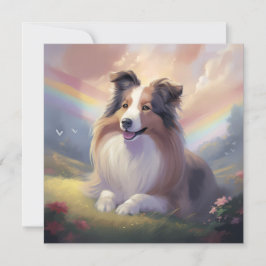 Sheltie Dog Memorial Rainbow Bridge Personalisiert Feiertagskarte
