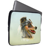 Sheltie Dog Pet Aquarellmalerei Laptopschutzhülle (Vorne Rechts)