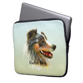 Sheltie Dog Pet Aquarellmalerei Laptopschutzhülle (Vorderseite Links)