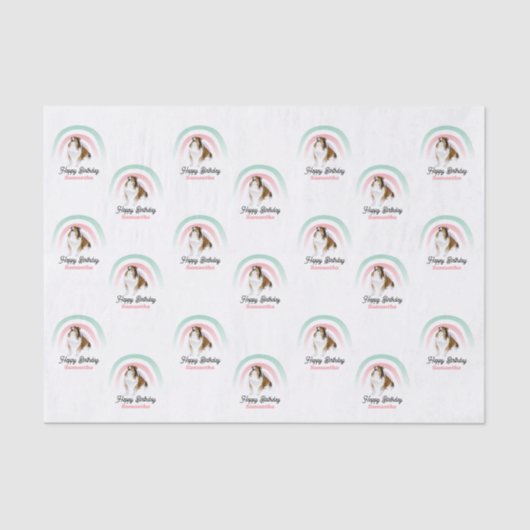 Sheltie Dog Rainbow Birthday Seidenpapier (Vorderseite)