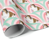Sheltie Dog Rainbow Pink Birthday Geschenkpapier (Rolleneckpunkt)