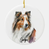 Sheltie Dog Rasse Personalisiert Keramik Ornament (Hinten)