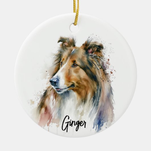 Sheltie Dog Rasse Personalisiert Keramik Ornament (Vorne)