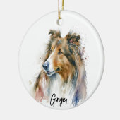 Sheltie Dog Rasse Personalisiert Keramik Ornament (Links)