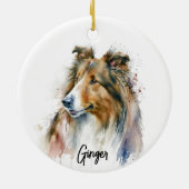Sheltie Dog Rasse Personalisiert Keramik Ornament (Hinten)