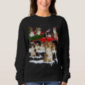 Sheltie Dog Red Truck Weihnachtsbaum Santa Ugly Xm Sweatshirt (Vorderseite)