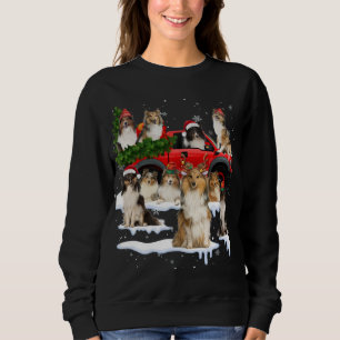 Sheltie Dog Red Truck Weihnachtsbaum Santa Ugly Xm Sweatshirt