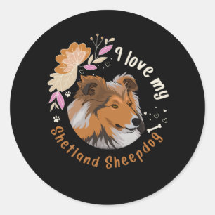 Sheltie Dog Shetland Sheepdog Geschenk Idee Runder Aufkleber