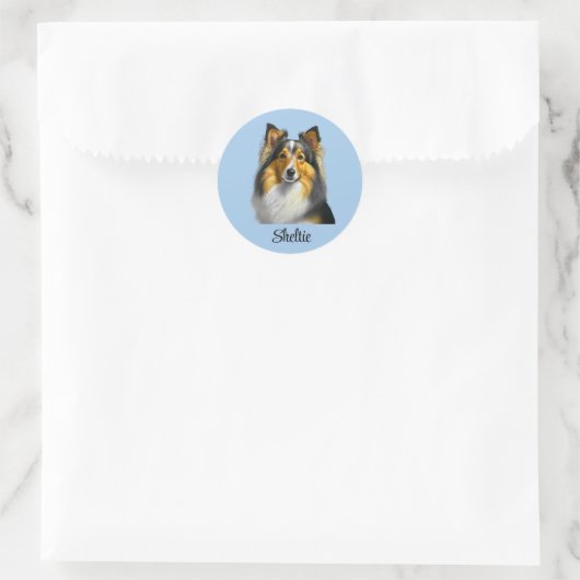 Sheltie Dog Template Runder Aufkleber (Tasche)