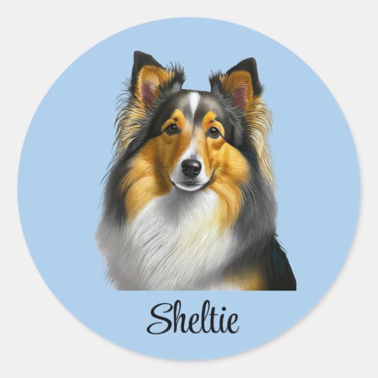 Sheltie Dog Template Runder Aufkleber (Vorderseite)