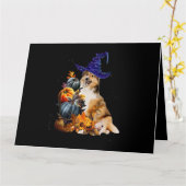 Sheltie Dog Witch And Pumpkins Halloween Thanksgiv Karte (Gelbe Blume)