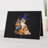 Sheltie Dog Witch And Pumpkins Halloween Thanksgiv Karte (Rückseite)