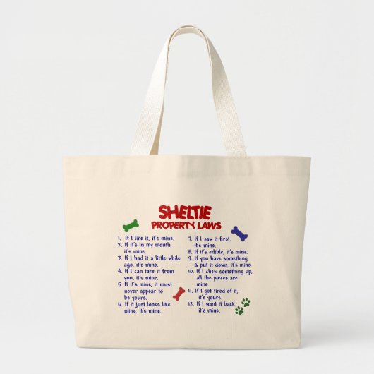 SHELTIE Eigentums-Gesetze 2 Jumbo Stoffbeutel (Vorne)