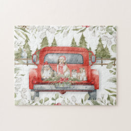 Sheltie Family in Red Truck Weihnachten Puzzle