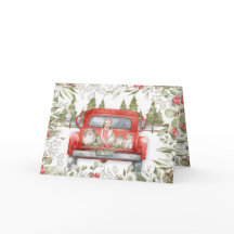 Sheltie Family - Red Truck Weihnachtskarte