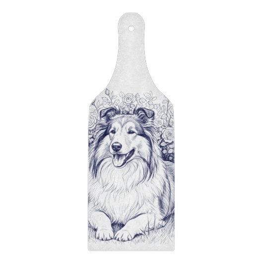 Sheltie & Flowers Schneidebrett (Vorderseite)