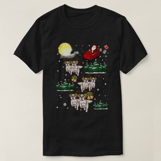 Sheltie Funny Reindeer Christmas Moon Santa Dog T-Shirt (Design vorne)