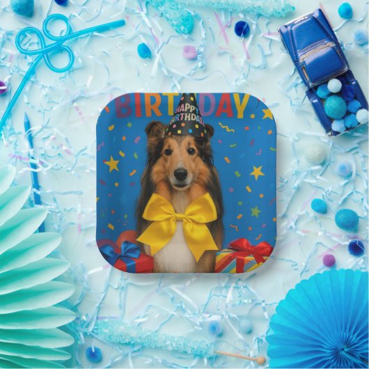 Sheltie-Geburtstagsfeier Pappteller (Party)