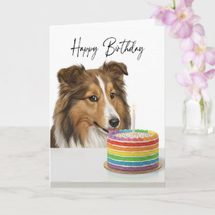 Sheltie Geburtstagskuchen-Inspektor Karte
