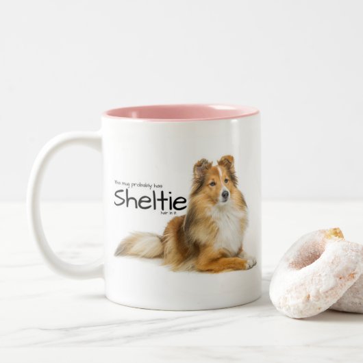 Sheltie Hair Zweifarbige Tasse (Mit Donut)