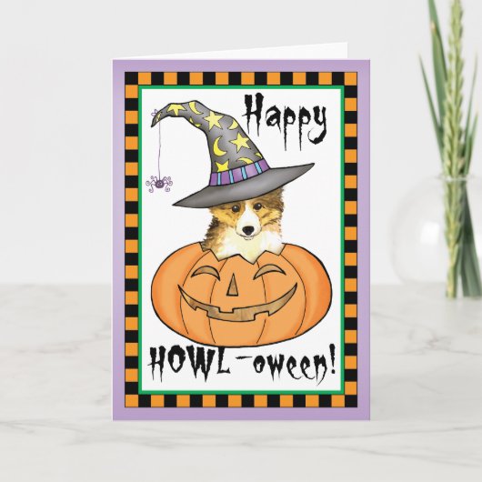 Sheltie Halloween Karte (Vorderseite)