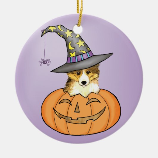 Sheltie Halloween Keramik Ornament (Vorne)
