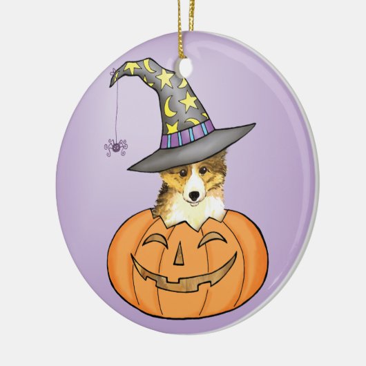 Sheltie Halloween Keramik Ornament (Links)