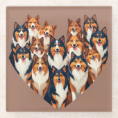 Sheltie Heart Illustration Niedlich Shetland Sheep Glasuntersetzer (Vorderseite)