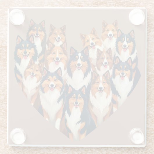 Sheltie Heart Illustration Niedlich Shetland Sheep Glasuntersetzer (Rückseite)