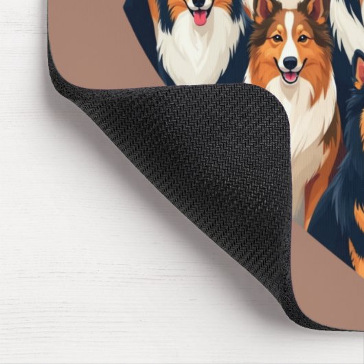 Sheltie Heart Illustration Niedlich Shetland Sheep Mousepad (Ecke)