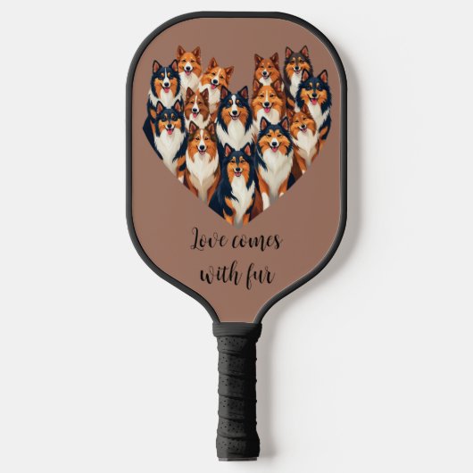 Sheltie Heart Illustration Niedlich Shetland Sheep Pickleball Schläger (Vorderseite)