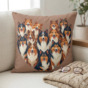 Sheltie Herz Illustration Süßer Shetland Sheepdog Kissen