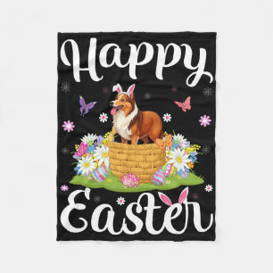 Sheltie Hund Frohe Ostern Eierjagd Bunny Ohr Oster Fleecedecke