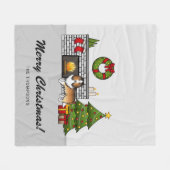 Sheltie Hund in einem Weihnachtszimmer & Text Fleecedecke (Vorderseite (Horizontal))